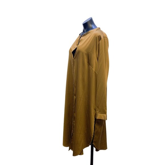 Eileen Fisher Mustard Long Sleeve Button-Down Shirt Dress - Size 2XL - Picture 4 of 7
